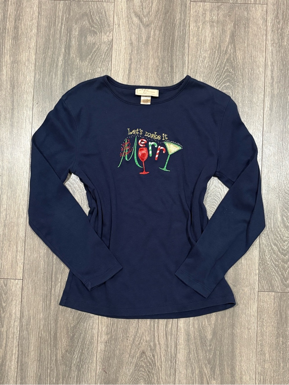 Navy 'Let's Make It Merry' Long-Sleeve Top